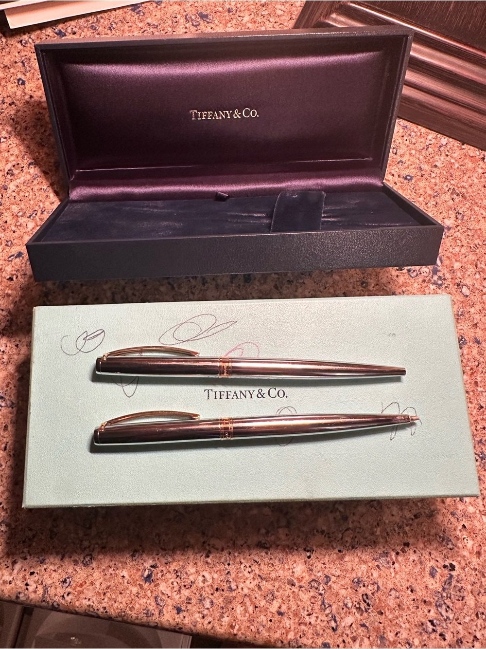 Authentic TIFFANY & CO. GERMANY Ballpoint Pen & Pencil USED With Box